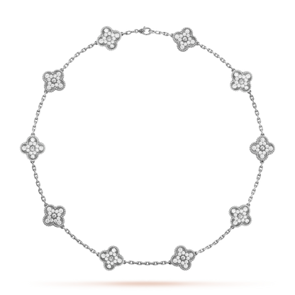 [AuraEcho Jewelry]CLOVER 10 MOTIFS  DIAMOND NECKLACE SILVER