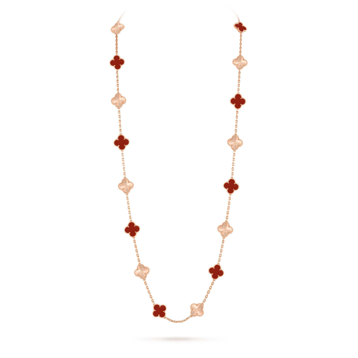 [AuraEcho Jewelry]CLOVER 20 MOTIFS CARNELIAN LASER NECKLACE
