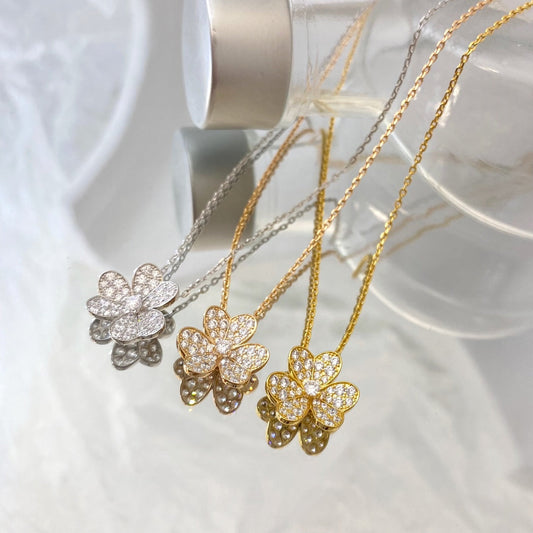[AuraEcho Jewelry]FLOWER DIAMOND NECKLACE