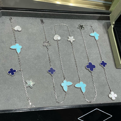 [AuraEcho Jewelry]LUCKY CLOVER SILVER 11 MOTIF NECKLACE
