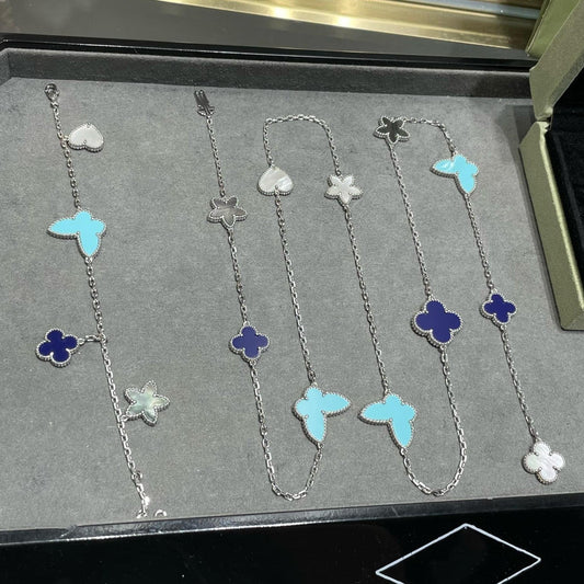 [AuraEcho Jewelry]LUCKY CLOVER SILVER 11 MOTIF NECKLACE