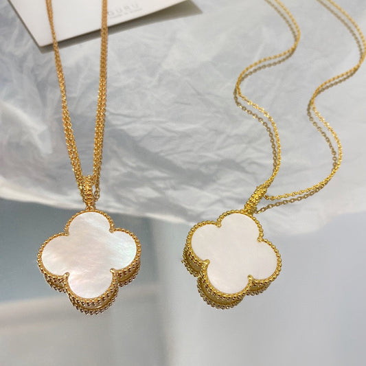 [AuraEcho Jewelry]CLOVER 25MM MOP LARGE PENDANT NECKLACE
