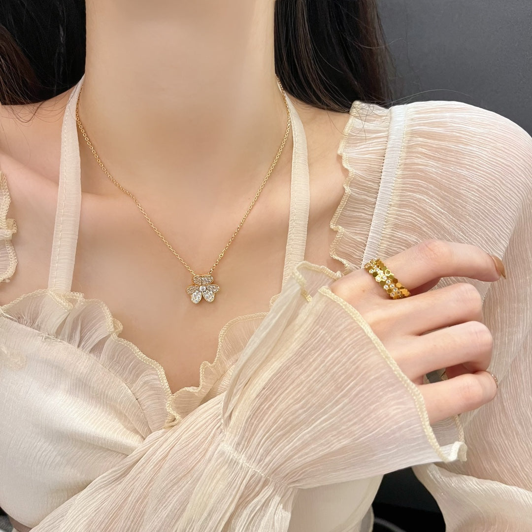[AuraEcho Jewelry]FLOWER DIAMOND NECKLACE