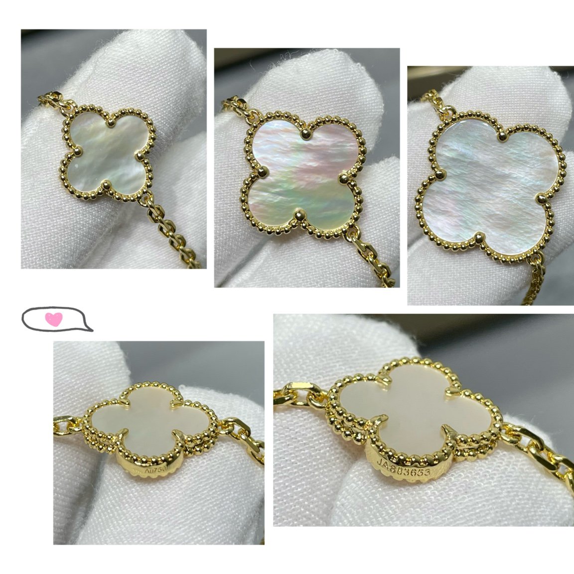 [AuraEcho Jewelry]CLOVER 16 MOTIF WHITE MOP GOLD NECKLACE