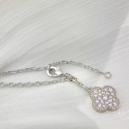 [AuraEcho Jewelry]CLOVER 5 MOTIFS SILVER DIAMONDS NECKLACE
