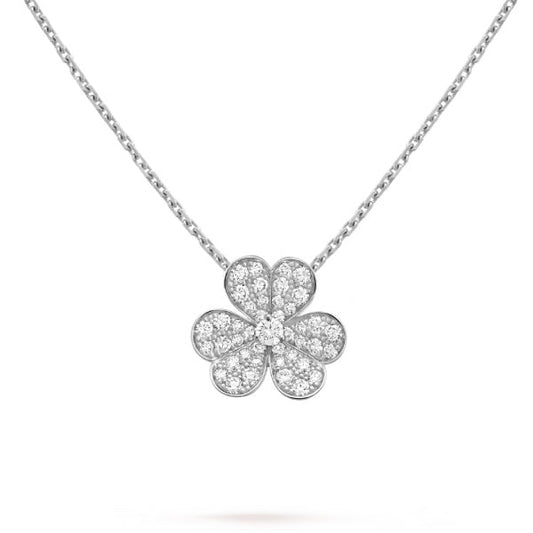 [AuraEcho Jewelry]CLOVER DIAMOND NECKLACE SILVER