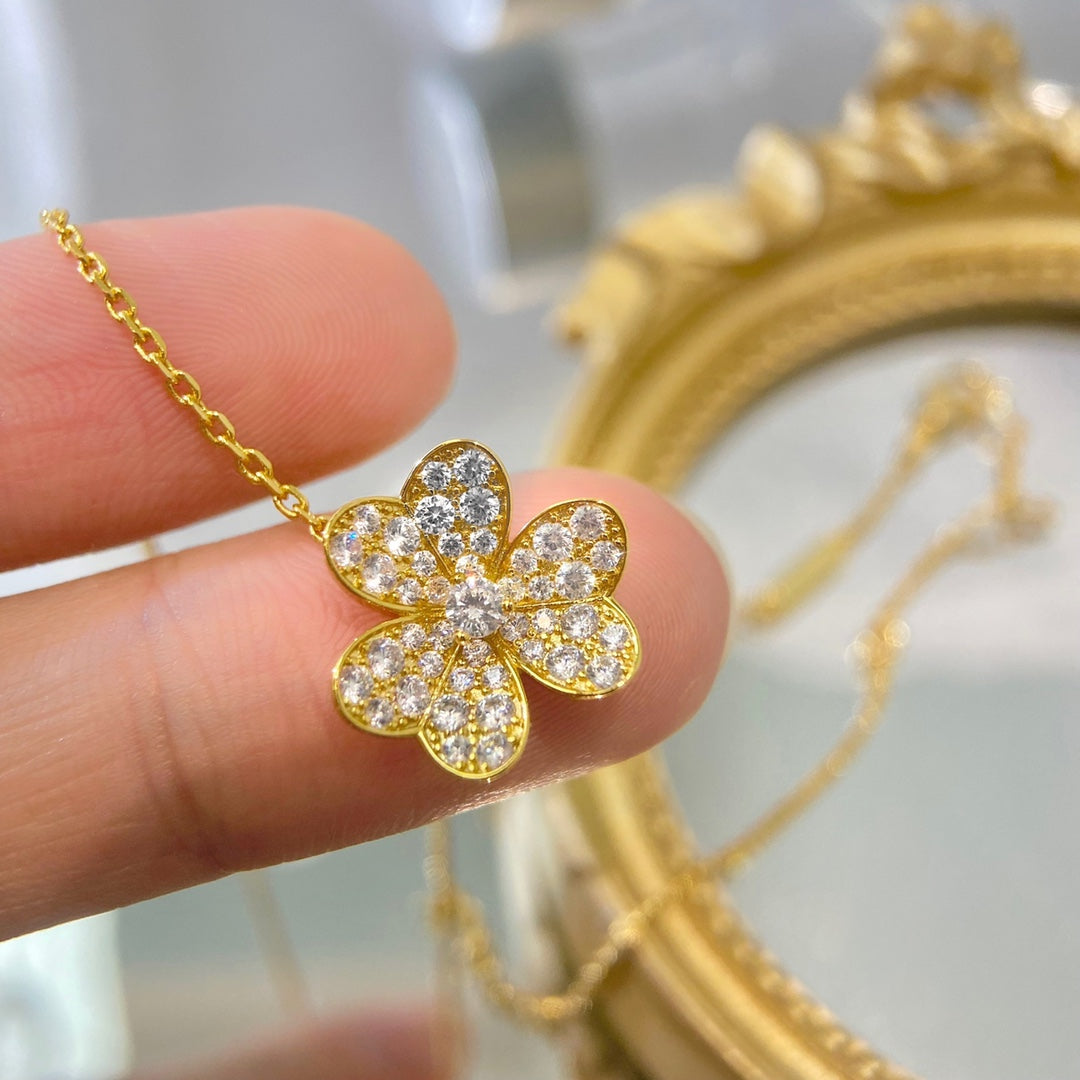 [AuraEcho Jewelry]FLOWER DIAMOND NECKLACE