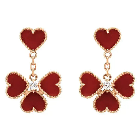 [AuraEcho Jewelry]SWEET CLOVER CARNELIAN EARRINGS