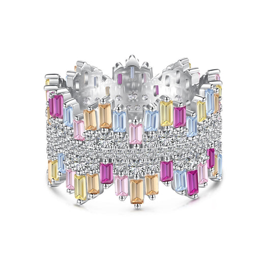 [AuraEcho]Luxurious Colorful Radiant Cut Daily Ring