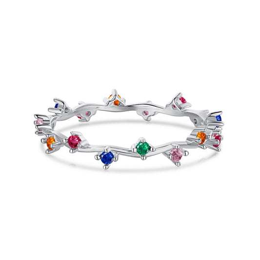 [AuraEcho]Radiant Colorful Round Cut Daily Ring