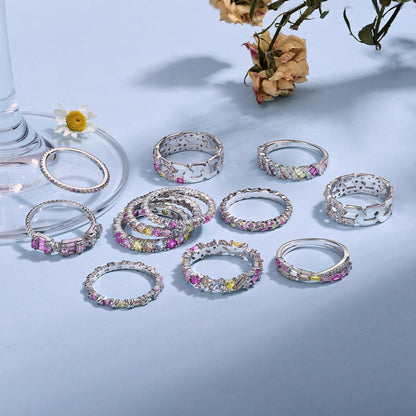[AuraEcho]Charming Colorful Round Cut Daily Ring