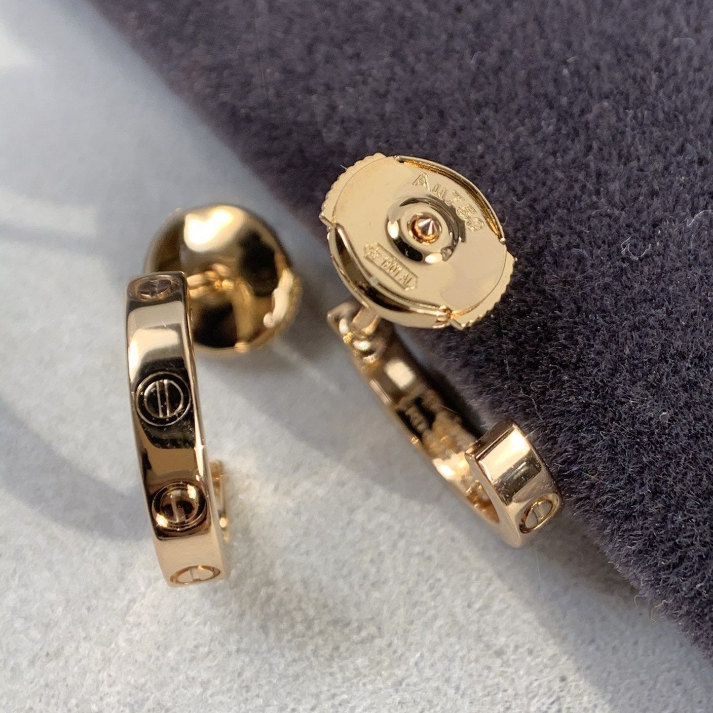[AuraEcho Jewelry]LOVE EARRINGS 2.65MM PINK GOLD