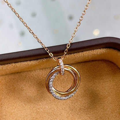 [AuraEcho Jewelry]TRINITY NECKLACE SILVER GOLD PINK GOLD DIAMONDS