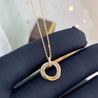 [AuraEcho Jewelry]TRINITY NECKLACE SILVER GOLD PINK GOLD DIAMONDS