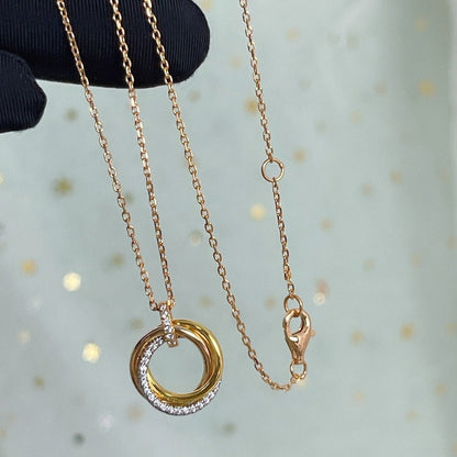 [AuraEcho Jewelry]TRINITY NECKLACE SILVER GOLD PINK GOLD DIAMONDS