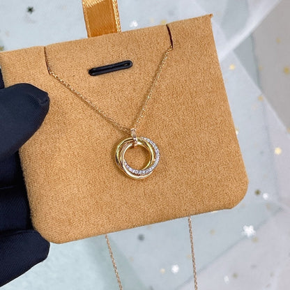 [AuraEcho Jewelry]TRINITY NECKLACE SILVER GOLD PINK GOLD DIAMONDS