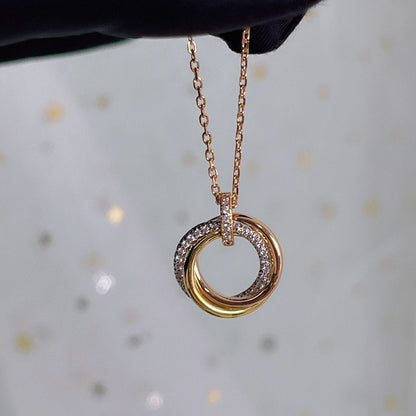 [AuraEcho Jewelry]TRINITY NECKLACE SILVER GOLD PINK GOLD DIAMONDS