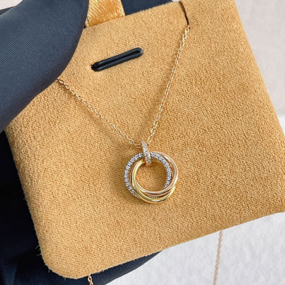 [AuraEcho Jewelry]TRINITY NECKLACE SILVER GOLD PINK GOLD DIAMONDS