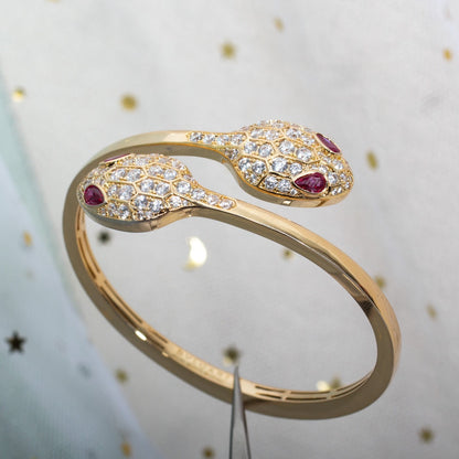 [AuraEcho Jewelry]SERPENTI BRACELET PINK GOLD DIAMOND DOUBLE SNAKE
