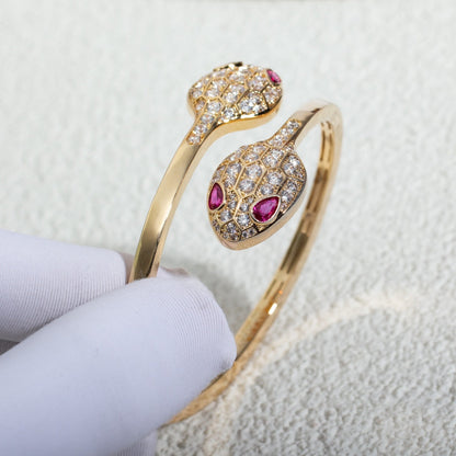 [AuraEcho Jewelry]SERPENTI BRACELET PINK GOLD DIAMOND DOUBLE SNAKE