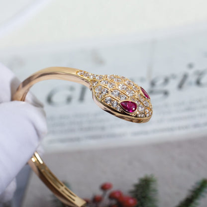 [AuraEcho Jewelry]SERPENTI BRACELET PINK GOLD DIAMOND DOUBLE SNAKE