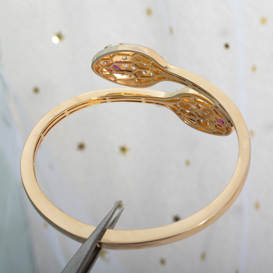 [AuraEcho Jewelry]SERPENTI BRACELET PINK GOLD DIAMOND DOUBLE SNAKE