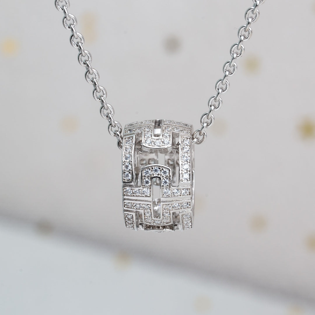 [AuraEcho Jewelry]PARENTESI NECKLACE SILVER DIAMOND