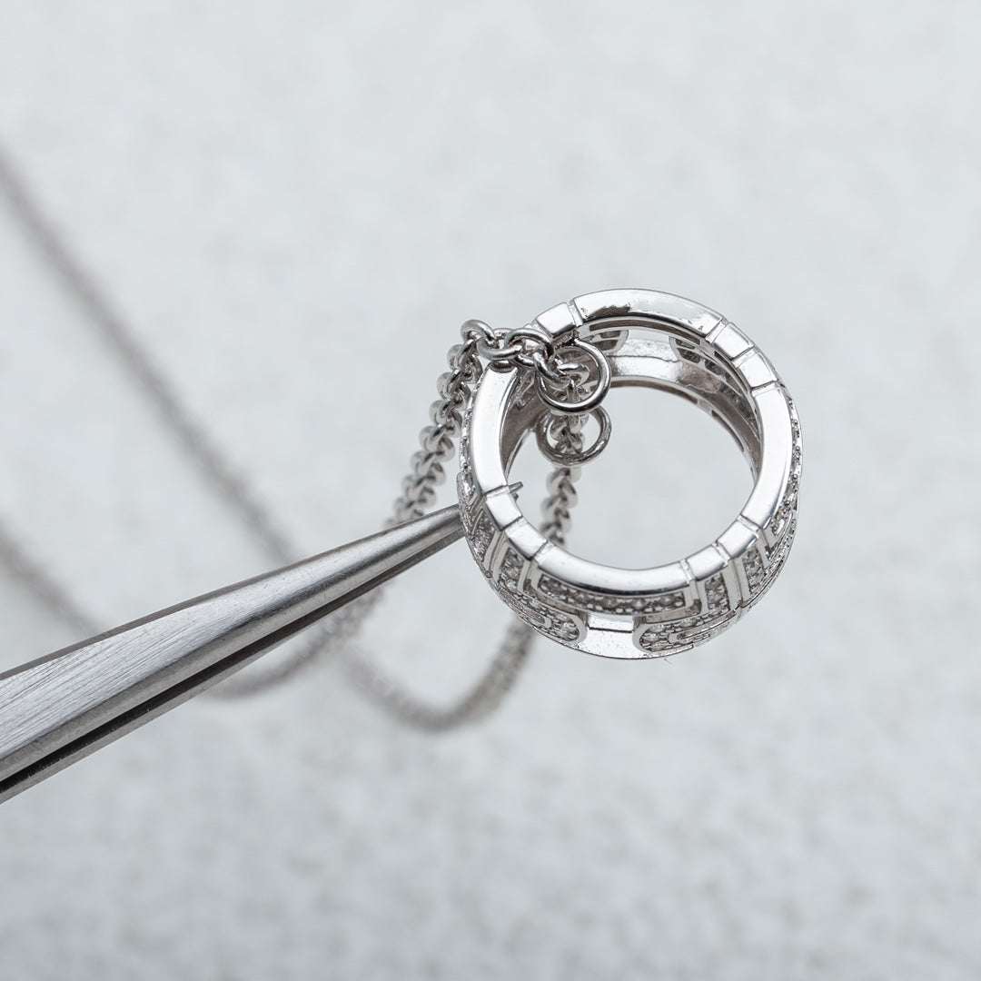 [AuraEcho Jewelry]PARENTESI NECKLACE SILVER DIAMOND