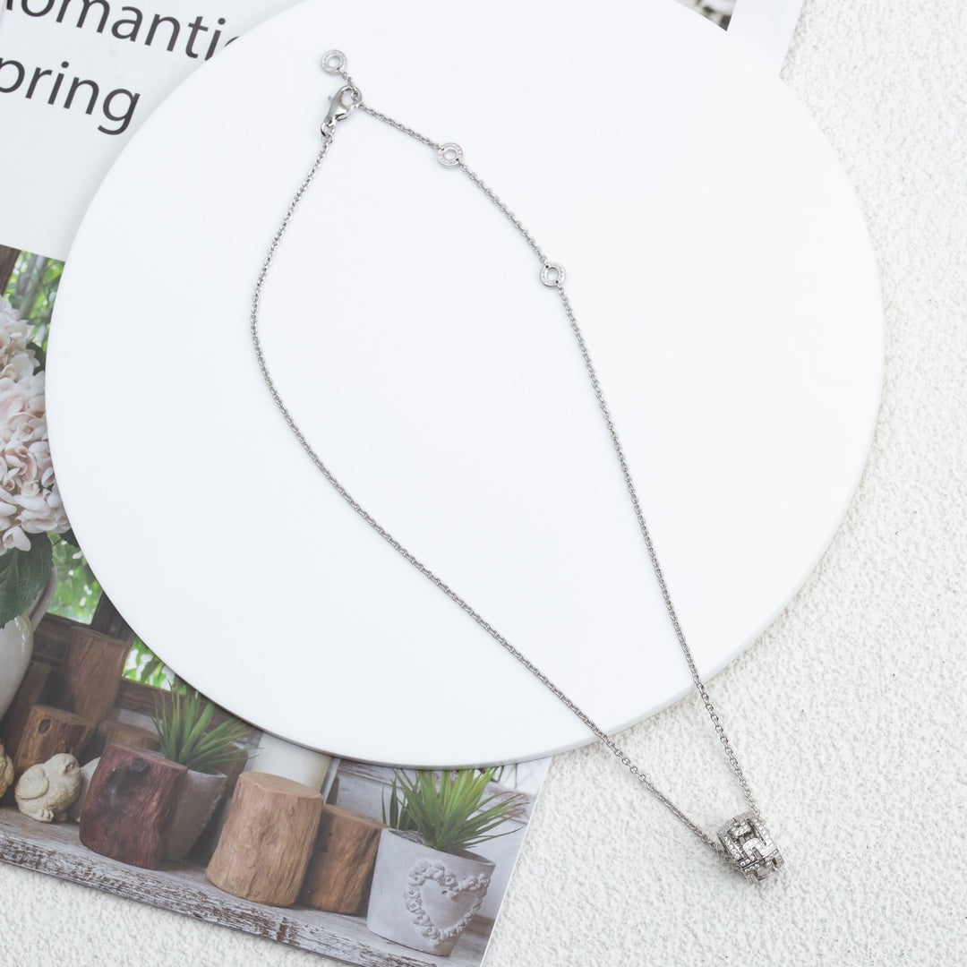 [AuraEcho Jewelry]PARENTESI NECKLACE SILVER DIAMOND