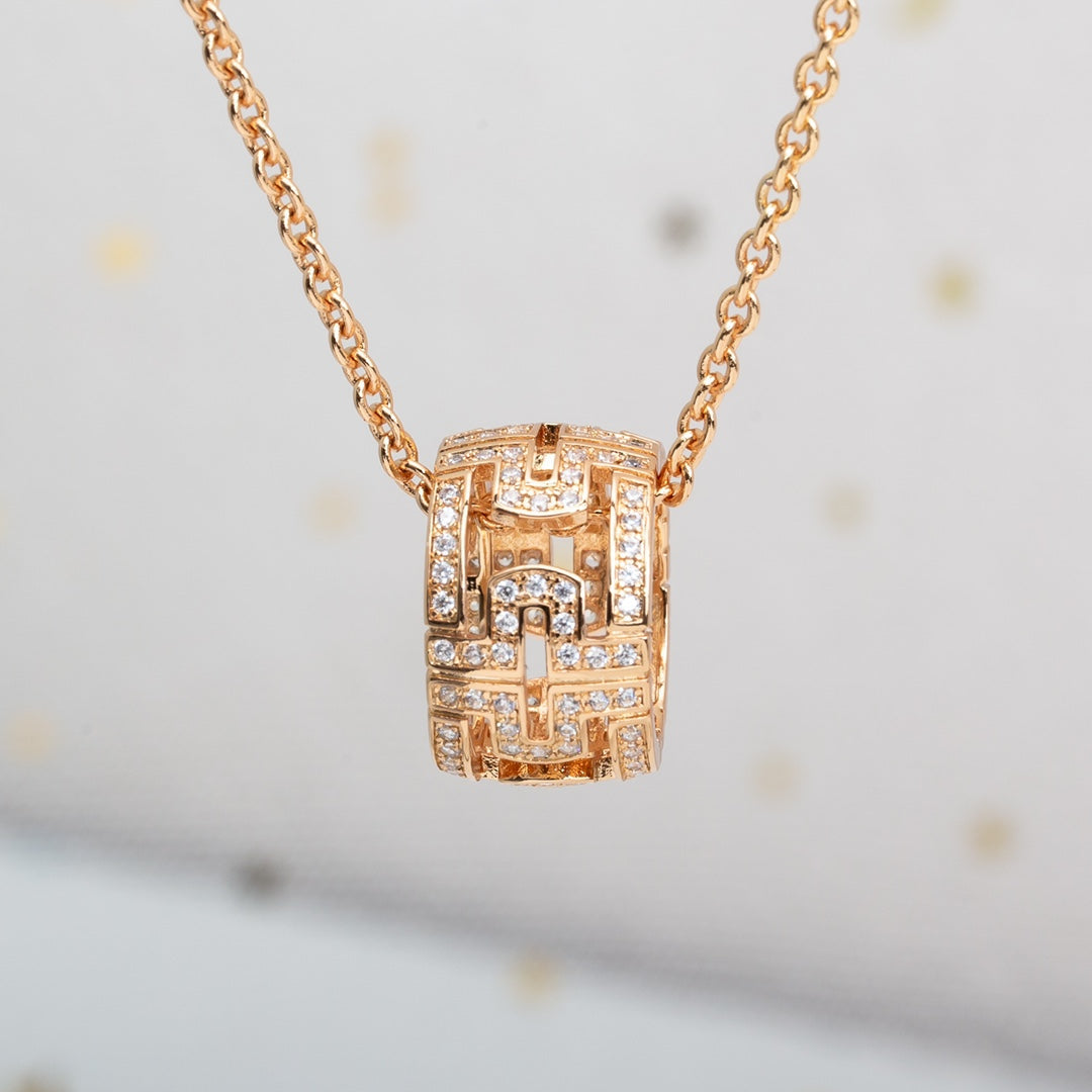 [AuraEcho Jewelry]PARENTESI NECKLACE PINK GOLD DIAMOND