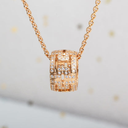 [AuraEcho Jewelry]PARENTESI NECKLACE PINK GOLD DIAMOND