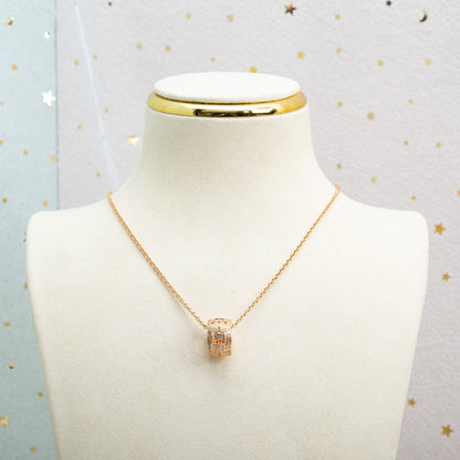 [AuraEcho Jewelry]PARENTESI NECKLACE PINK GOLD DIAMOND