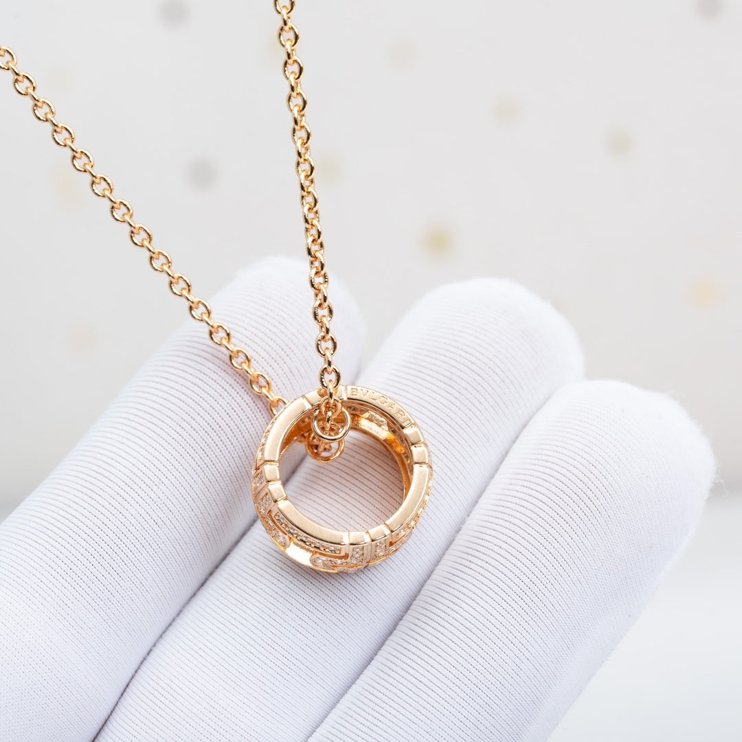 [AuraEcho Jewelry]PARENTESI NECKLACE PINK GOLD DIAMOND