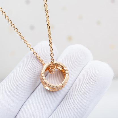 [AuraEcho Jewelry]PARENTESI NECKLACE PINK GOLD DIAMOND