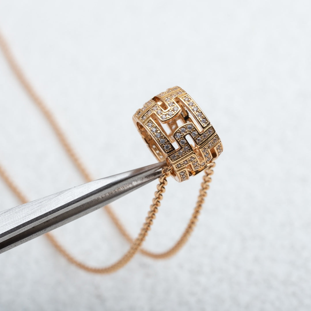 [AuraEcho Jewelry]PARENTESI NECKLACE PINK GOLD DIAMOND