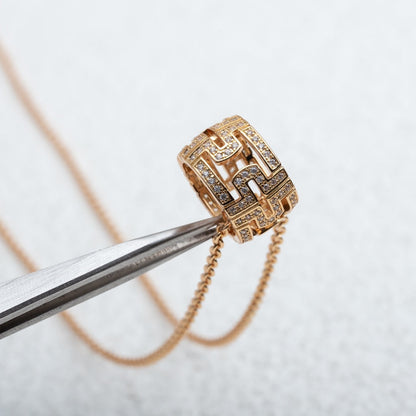 [AuraEcho Jewelry]PARENTESI NECKLACE PINK GOLD DIAMOND