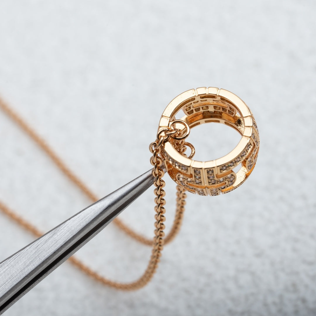 [AuraEcho Jewelry]PARENTESI NECKLACE PINK GOLD DIAMOND