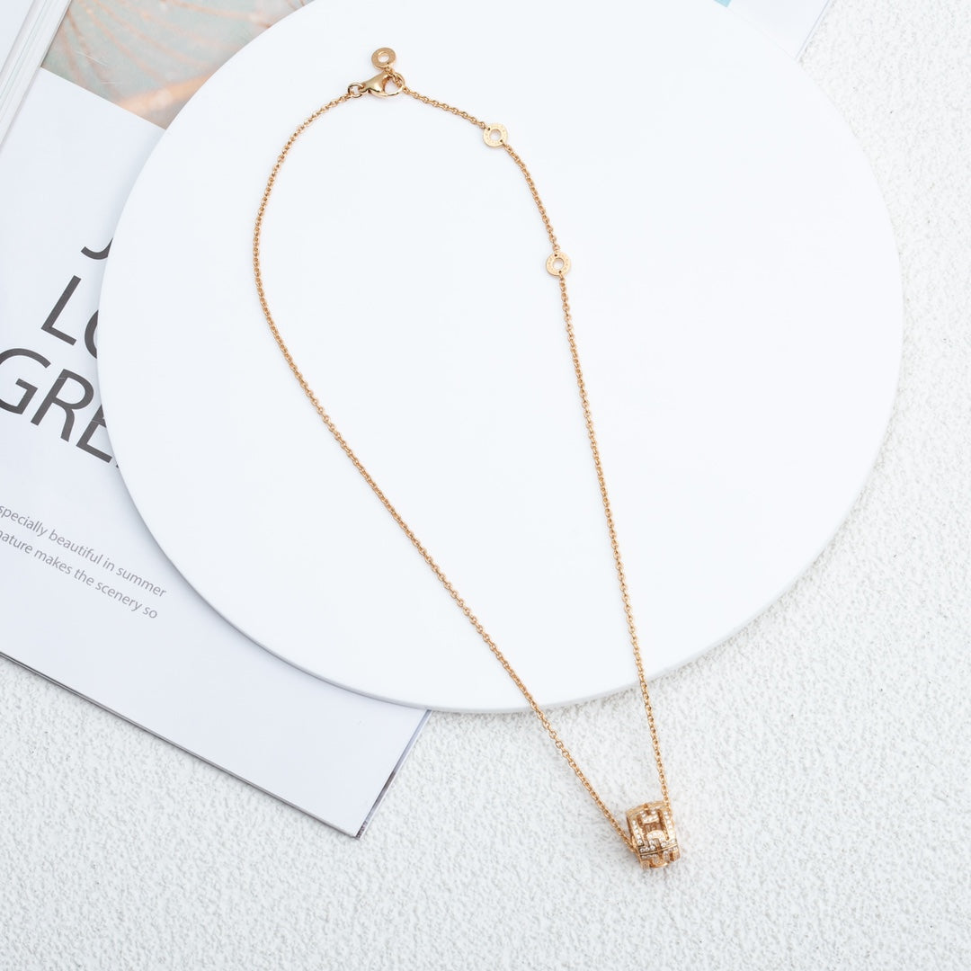 [AuraEcho Jewelry]PARENTESI NECKLACE PINK GOLD DIAMOND