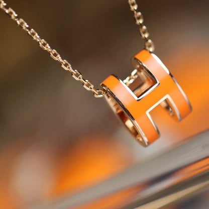 [AuraEcho Jewelry]POP H PEDANT PINK GOLD