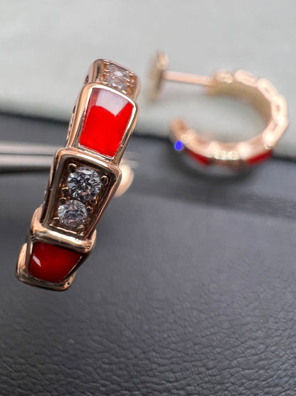 [AuraEcho]SERPENTI CARNELIAN PINK GOLD EARRINGS