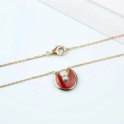 [AuraEcho Jewelry]AMULETTE GOLD CARNELIAN ONYX NECKLACE