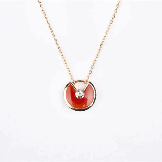 [AuraEcho Jewelry]AMULETTE GOLD CARNELIAN ONYX NECKLACE