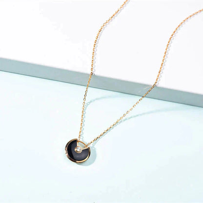 [AuraEcho Jewelry]AMULETTE GOLD CARNELIAN ONYX NECKLACE