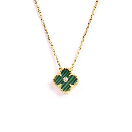 [AuraEcho Jewelry]CLOVER 15MM DIAMOND TURQUOISE NECKLACE