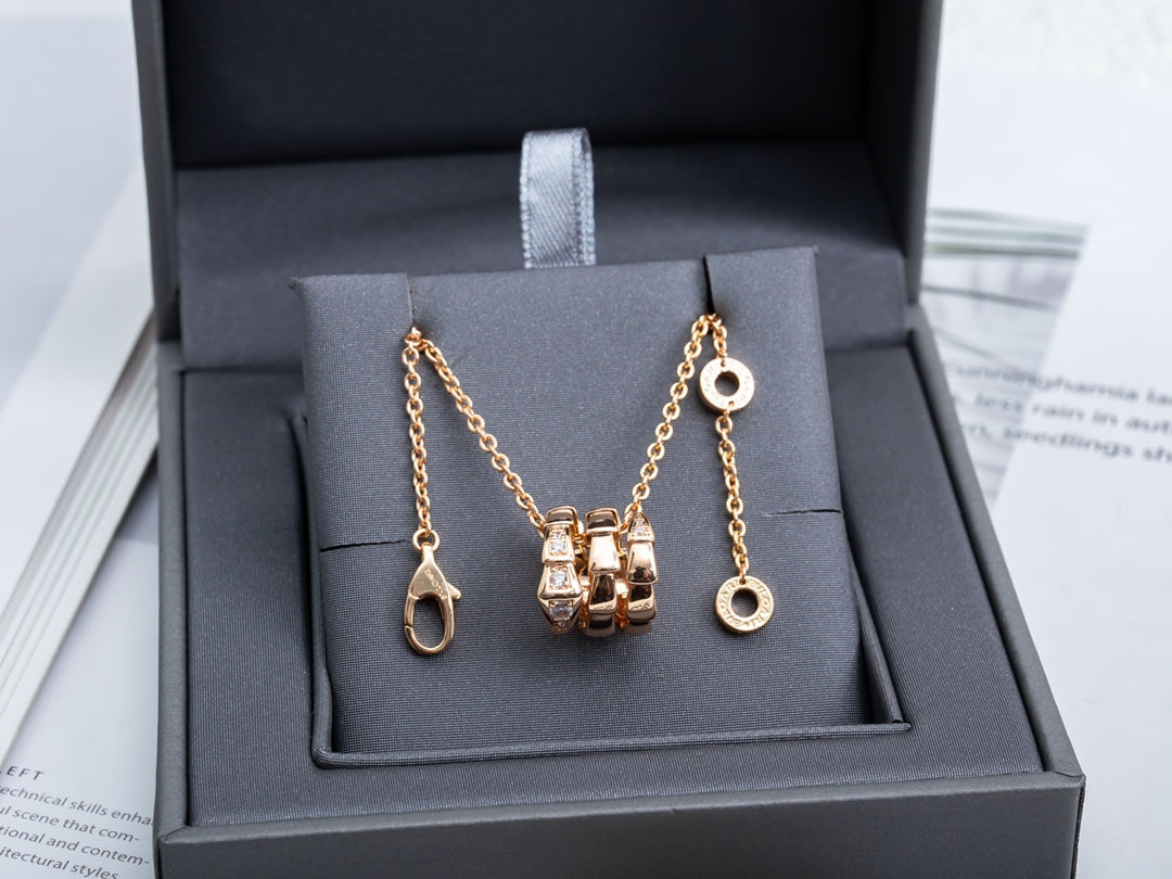 [AuraEcho Jewelry]SERPENTI PINK GOLD NECKLACE DIAMOND