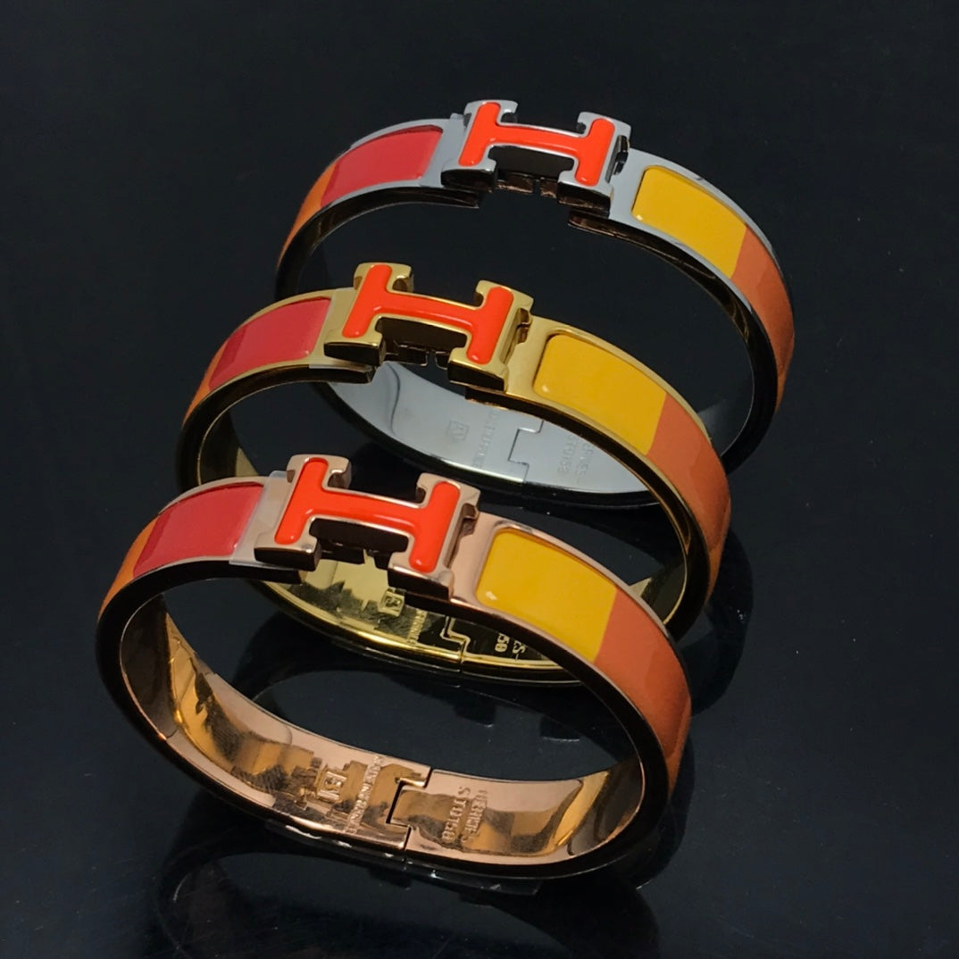 [AuraEcho Jewelry]H BRACELET ORANGE RAINBOW CERAMIC