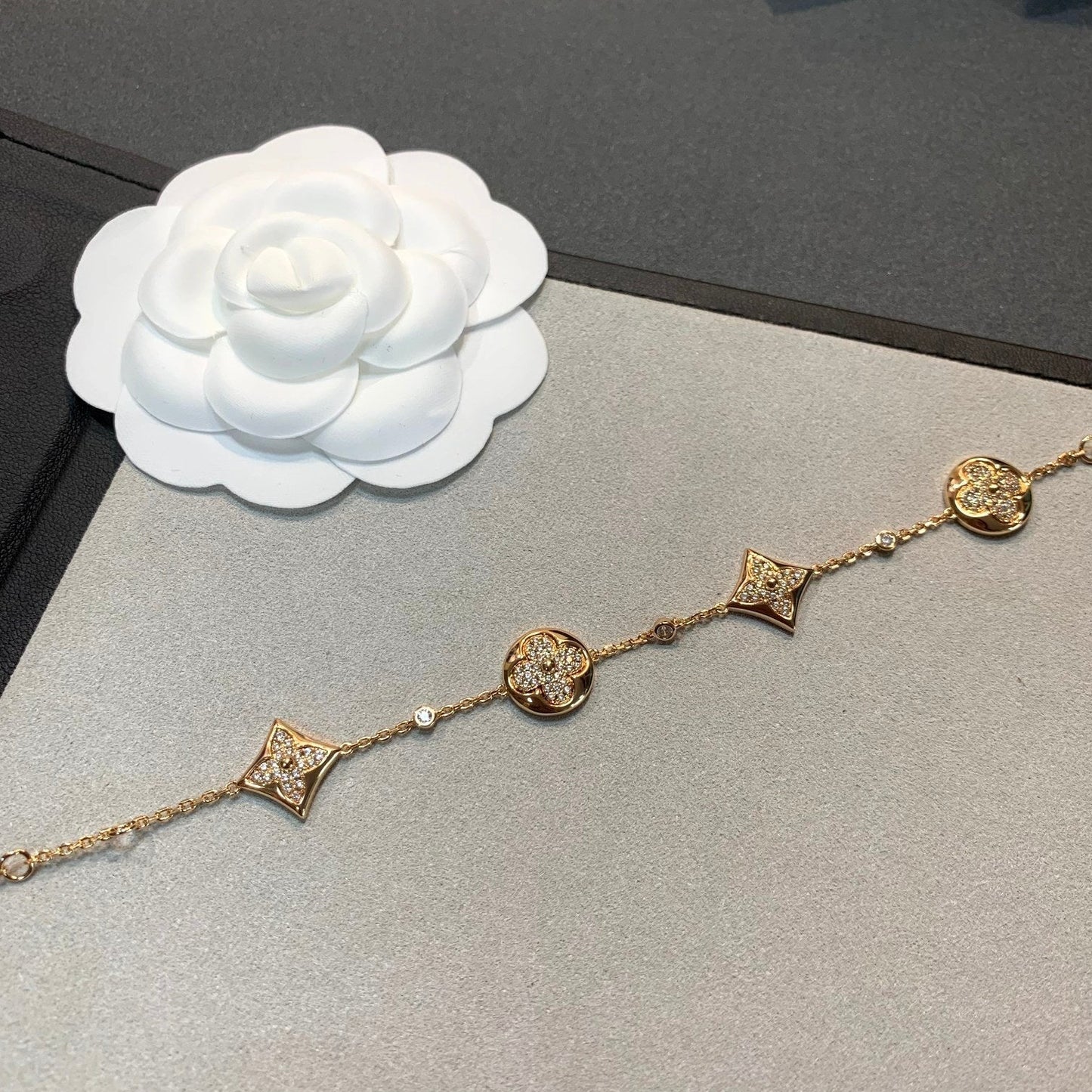 [AuraEcho Jewelry]STAR AND SUN 4 MOTIFS GOLD DIAMONDS BRACELET