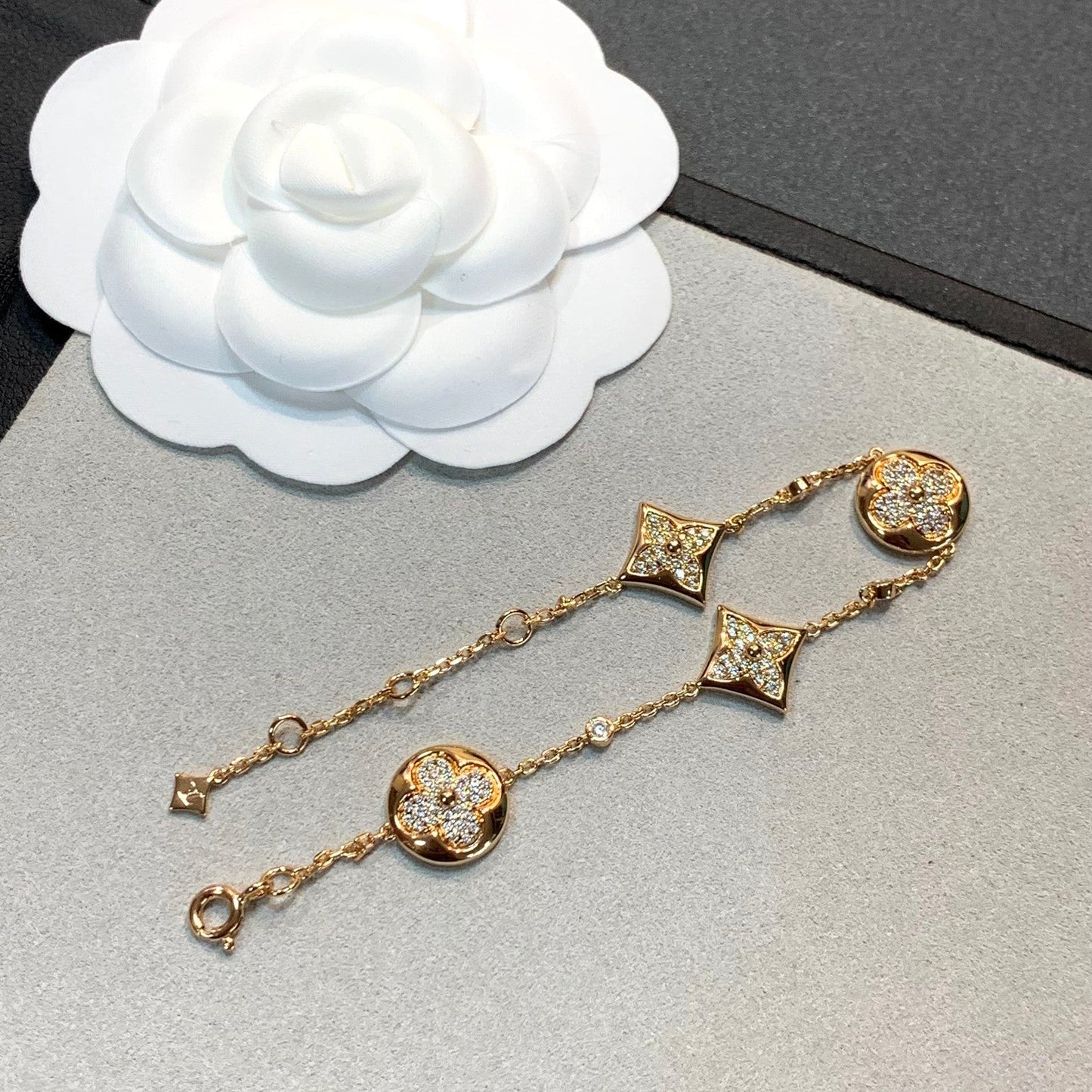 [AuraEcho Jewelry]STAR AND SUN 4 MOTIFS GOLD DIAMONDS BRACELET