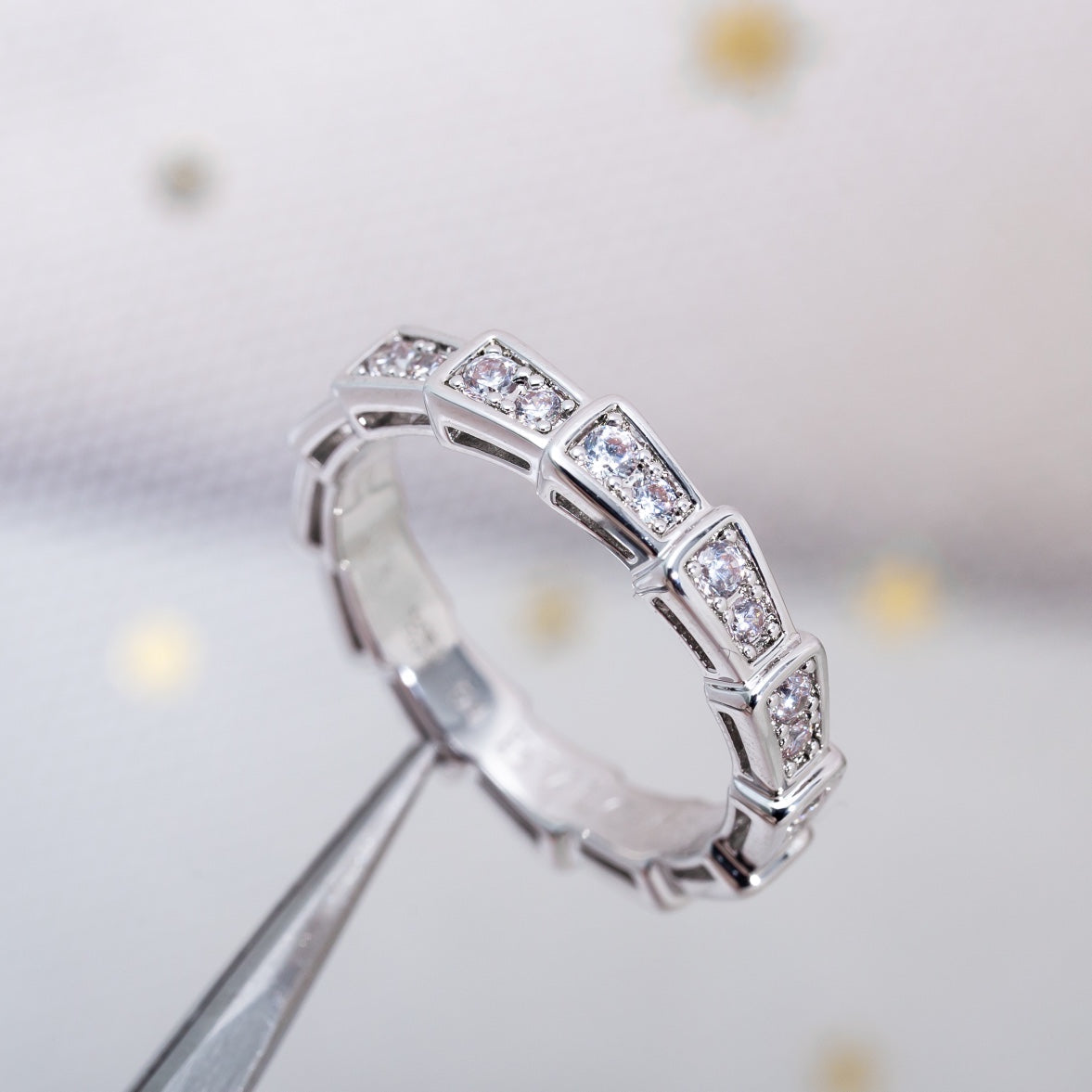 [AuraEcho Jewelry]SERPENTI RING SILVER DIAMOND PAVED 3MM