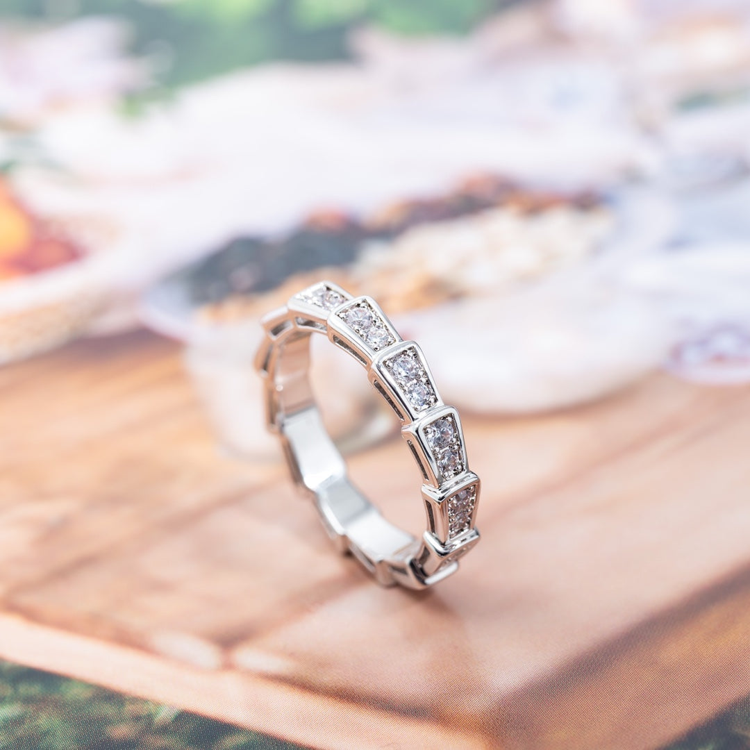 [AuraEcho Jewelry]SERPENTI RING SILVER DIAMOND PAVED 3MM